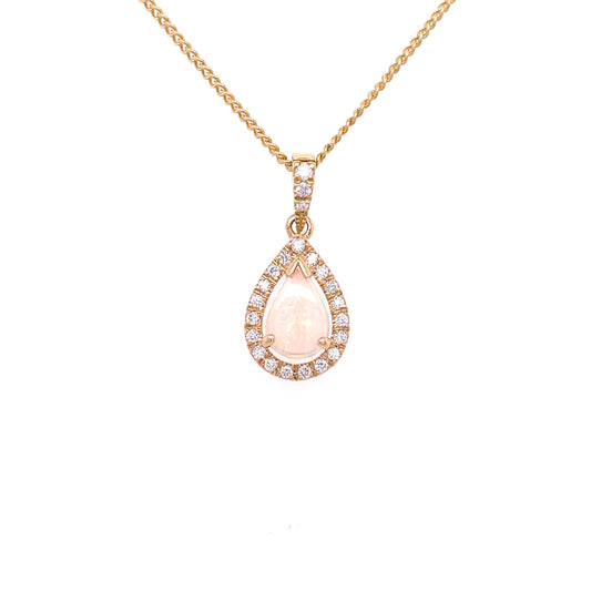 Natural Crystal Opal & Diamond Pendant