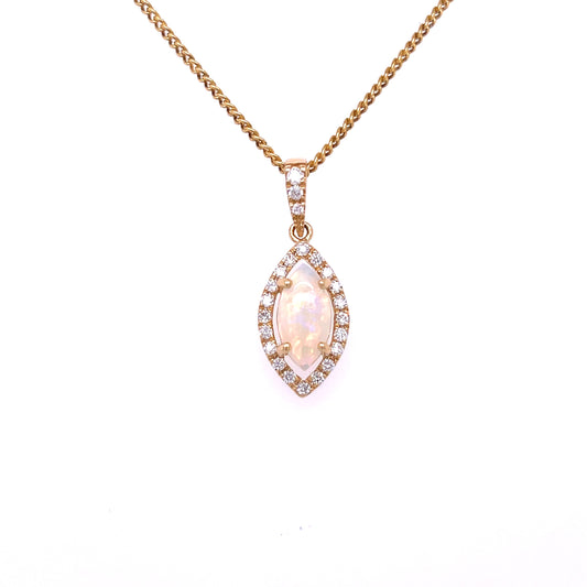 Natural Crystal Opal & Diamond Pendant