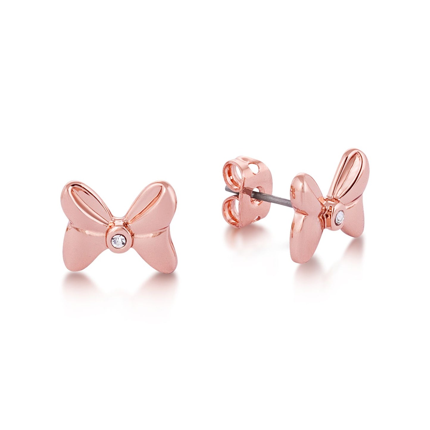 Minnie Mouse Crystal Bow Studs - Rose Gold