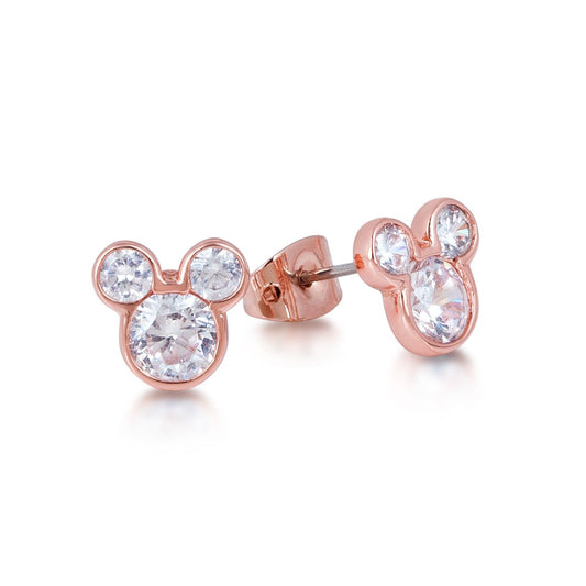 Mickey Mouse Crystal Stud Earrings - Rose Gold