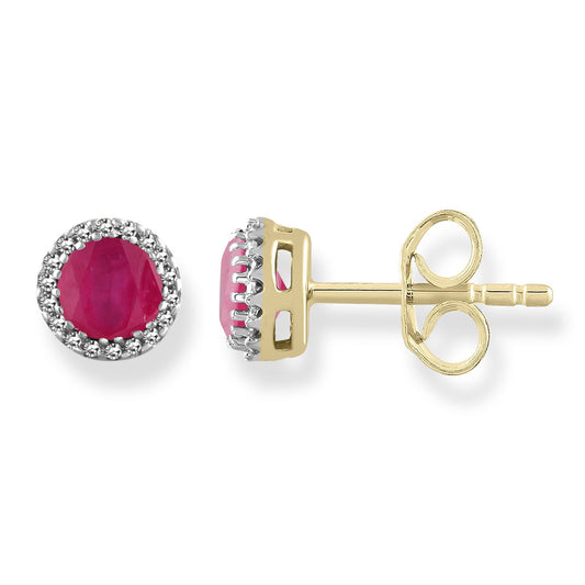 Natural Ruby & Diamond Studs