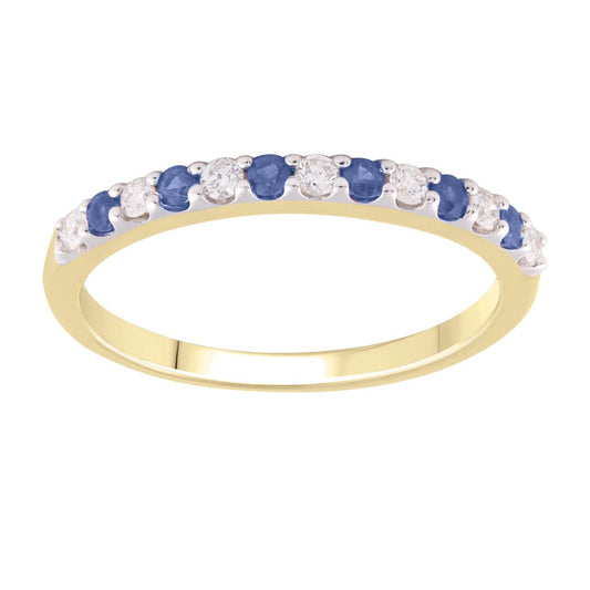 Natural Sapphire & Diamond Yellow Gold Band