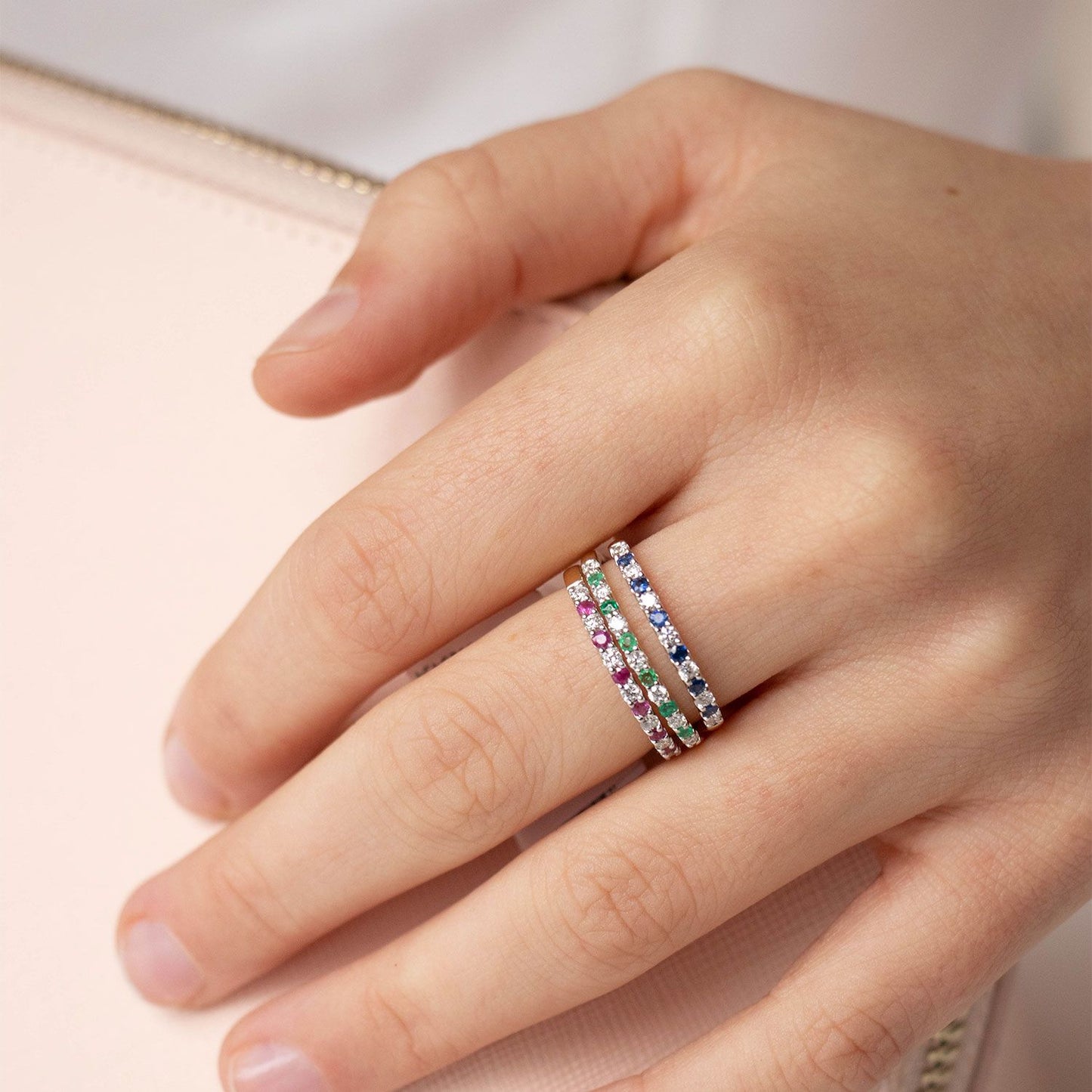 Natural Sapphire & Diamond Yellow Gold Band