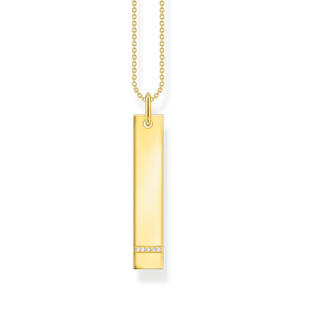 Necklace Tag with White Stones Gold