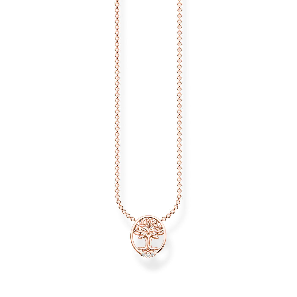 Necklace Tree of Love White Stones Rose Gold