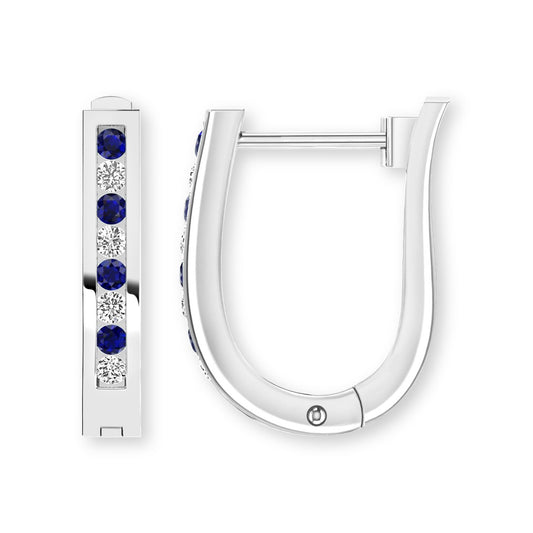 Natural Sapphire & Diamond White Gold Earrings