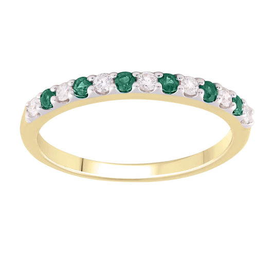 Natural Emerald & Diamond Band