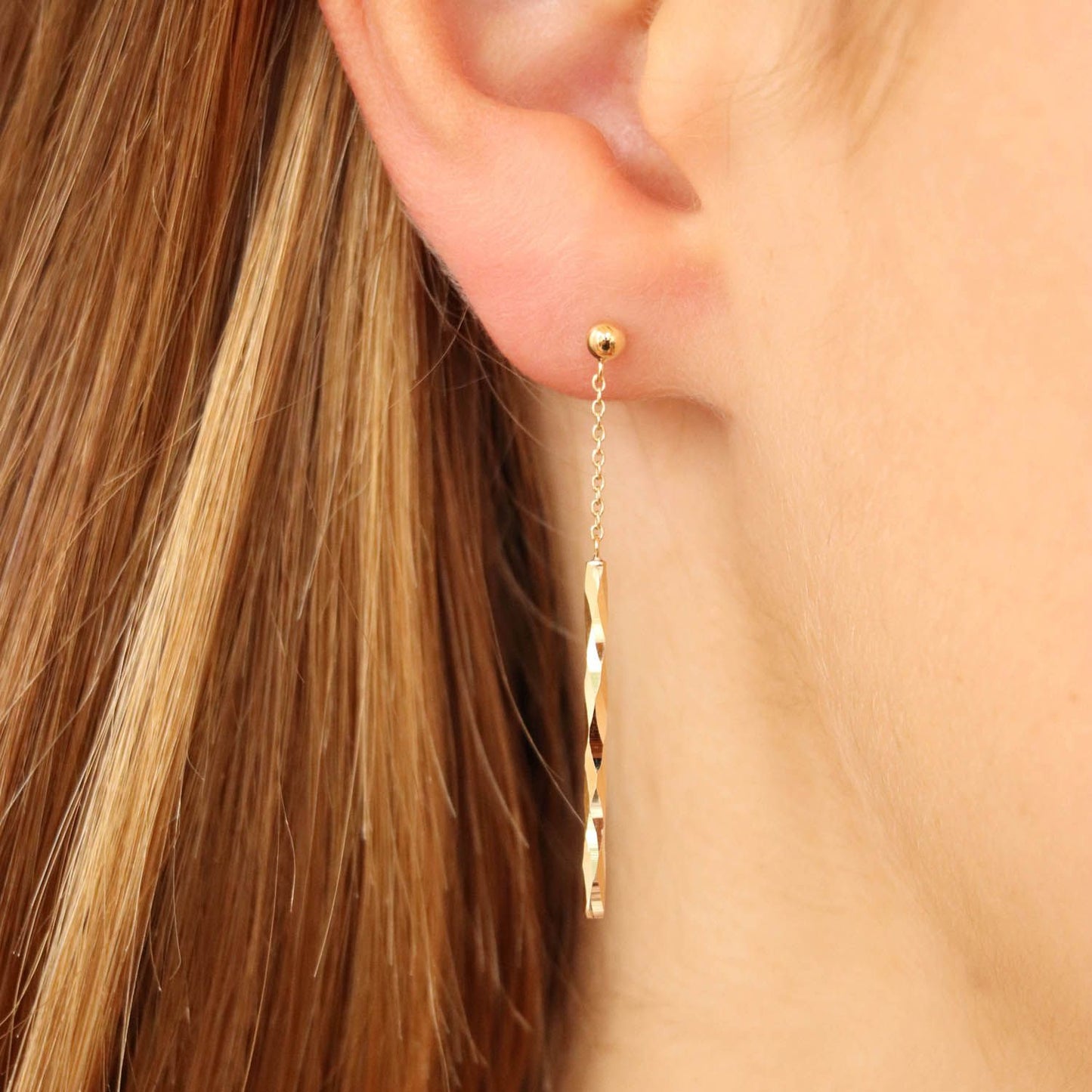 Diamond-Cut Drop Earrings