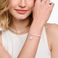 Charm Bracelet With Rose Quartz Beads And Chain Links Silver
