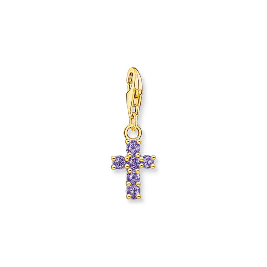 Charm Pendant Cross With Violet Stones
