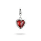 Charm Pendant With Red Stone in Heart-shape