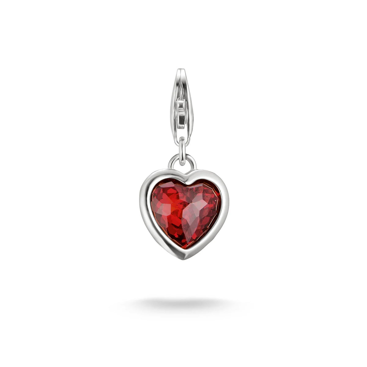 Charm Pendant With Red Stone in Heart-shape