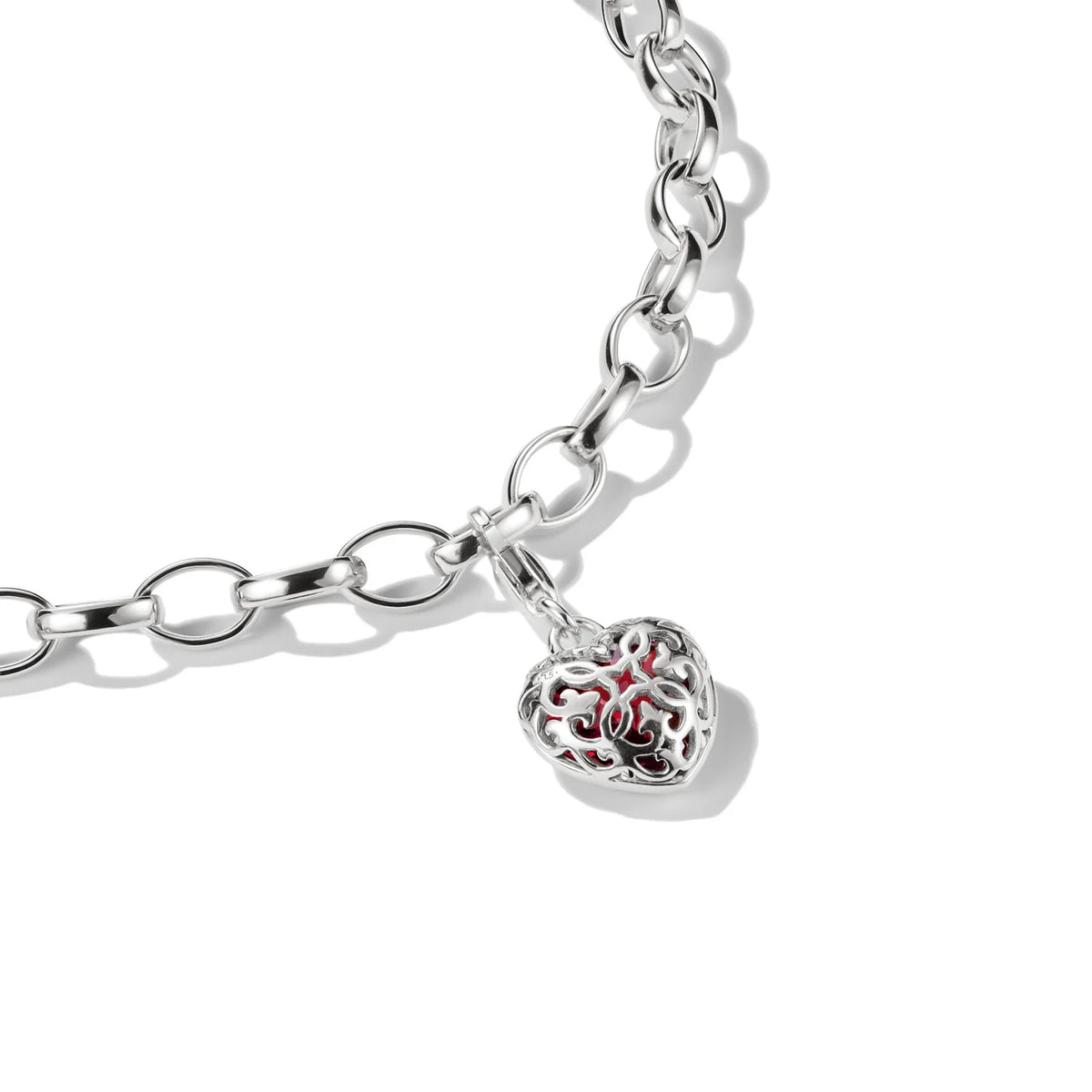 Charm Pendant With Red Stone in Heart-shape