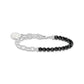 Charm Bracelet With Obsidian Beads And Chain Links Silver