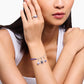 Silver Charm Bracelet With Violet Beads