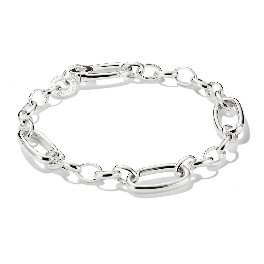 Charm Bracelet With Three Connect Links Silver