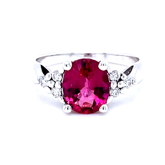 Natural Rubellite & Diamond Dress Ring