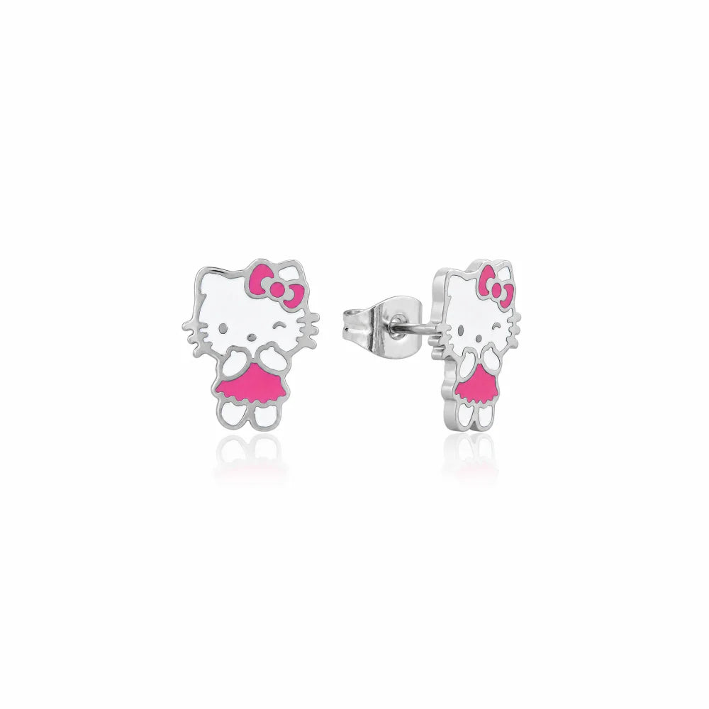 ECC Sanrio Hello Kitty Pink Dress Stud Earrings