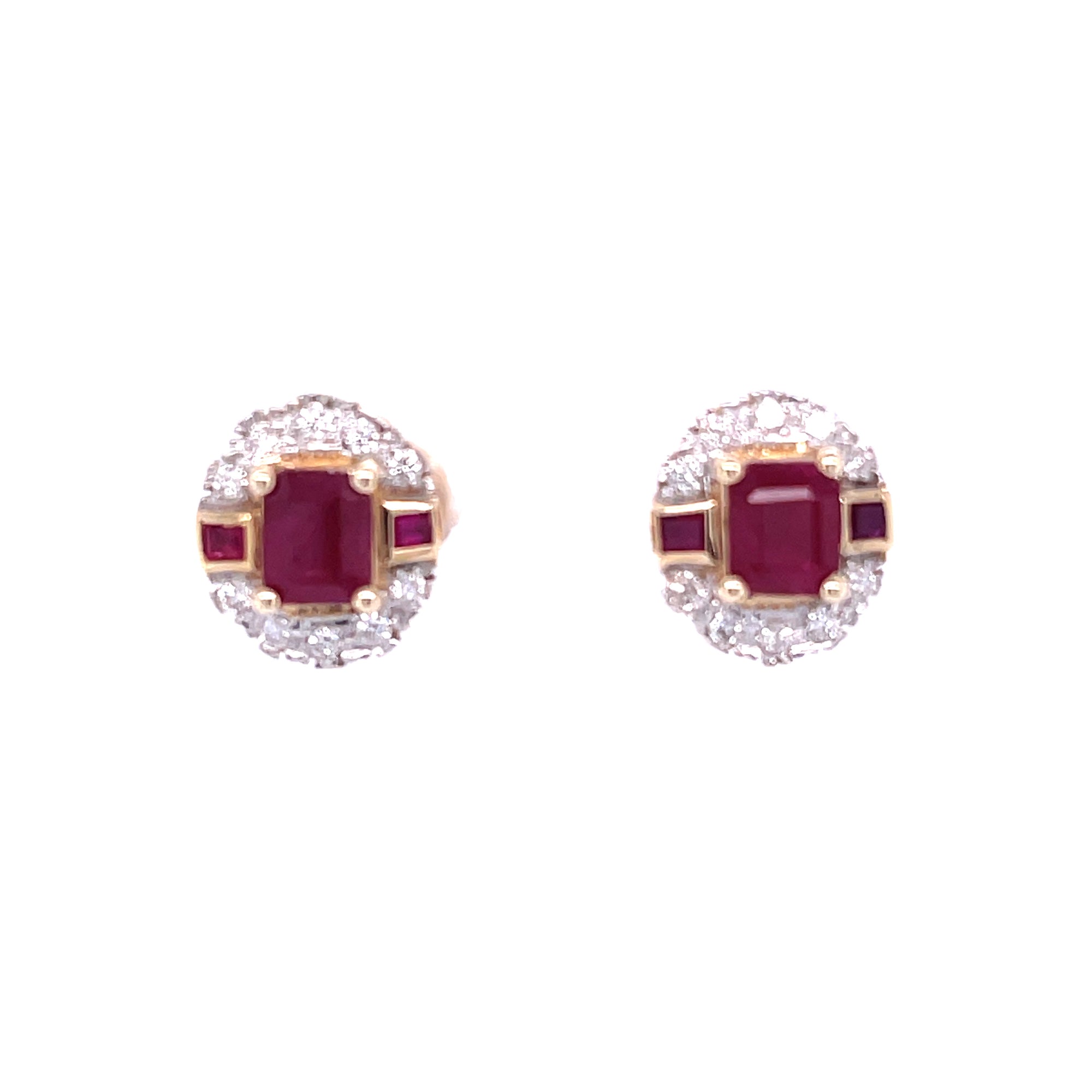 Natural Ruby & Diamond Stud Earrings