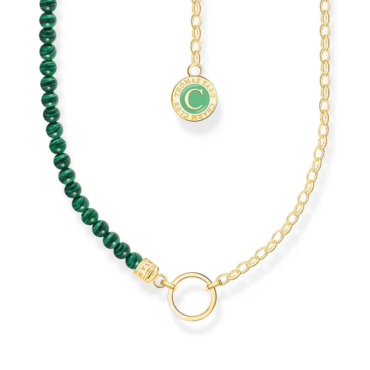 Charm Necklace With Green Beads
