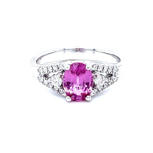Natural Pink Sapphire & Diamond Ring