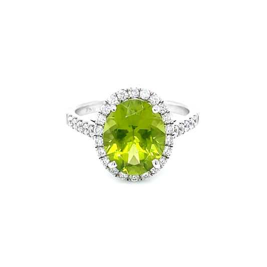 Natural Peridot & Diamond Ring