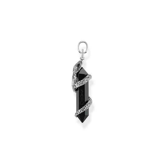 Pendant blackened onyx with snake