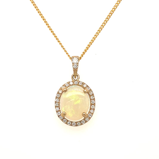 Natural Opal & Diamond Pendant