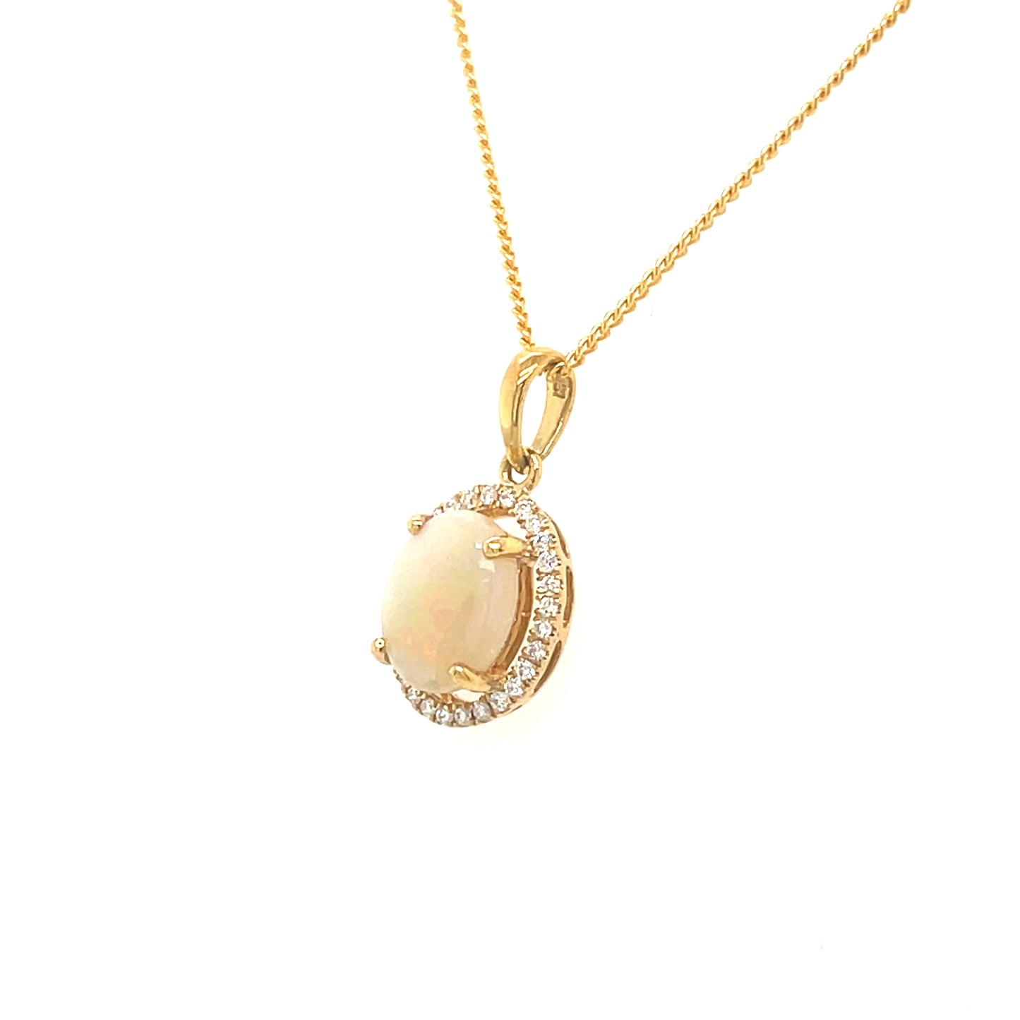 Natural Opal & Diamond Pendant