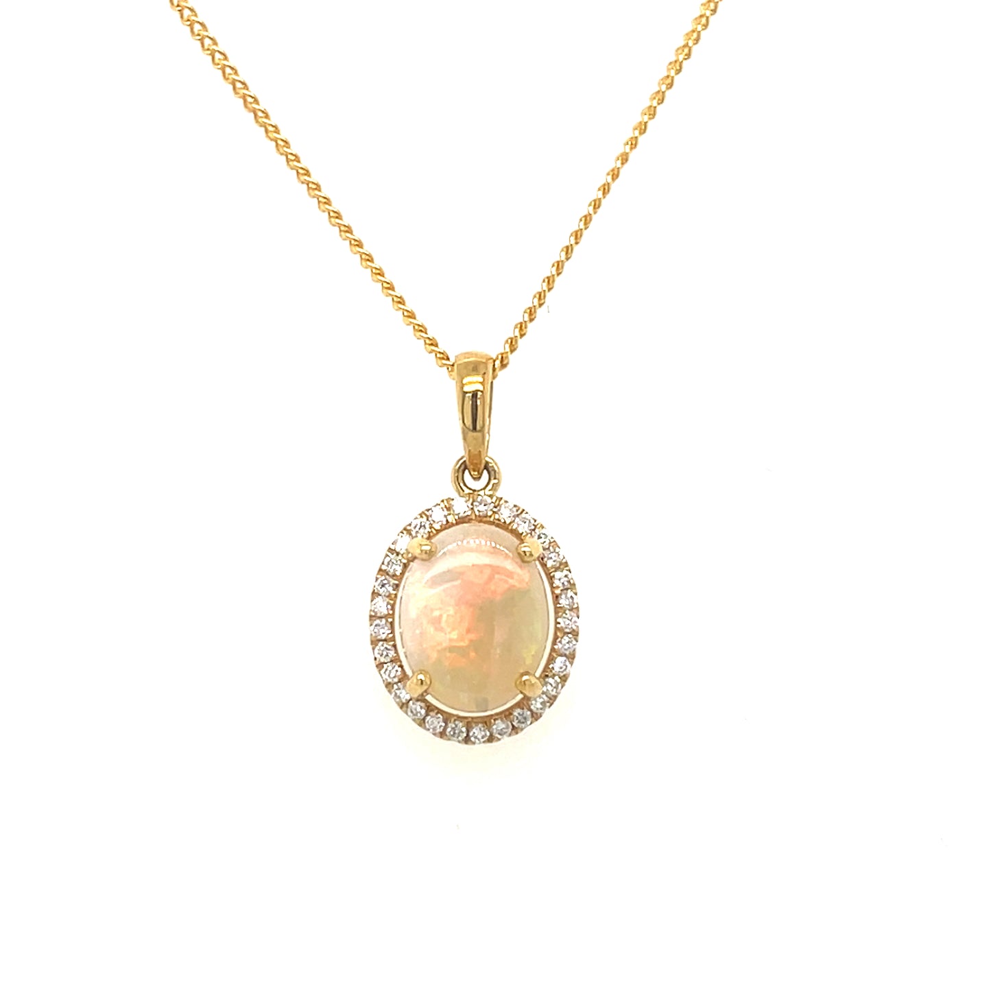 Natural Opal & Diamond Pendant