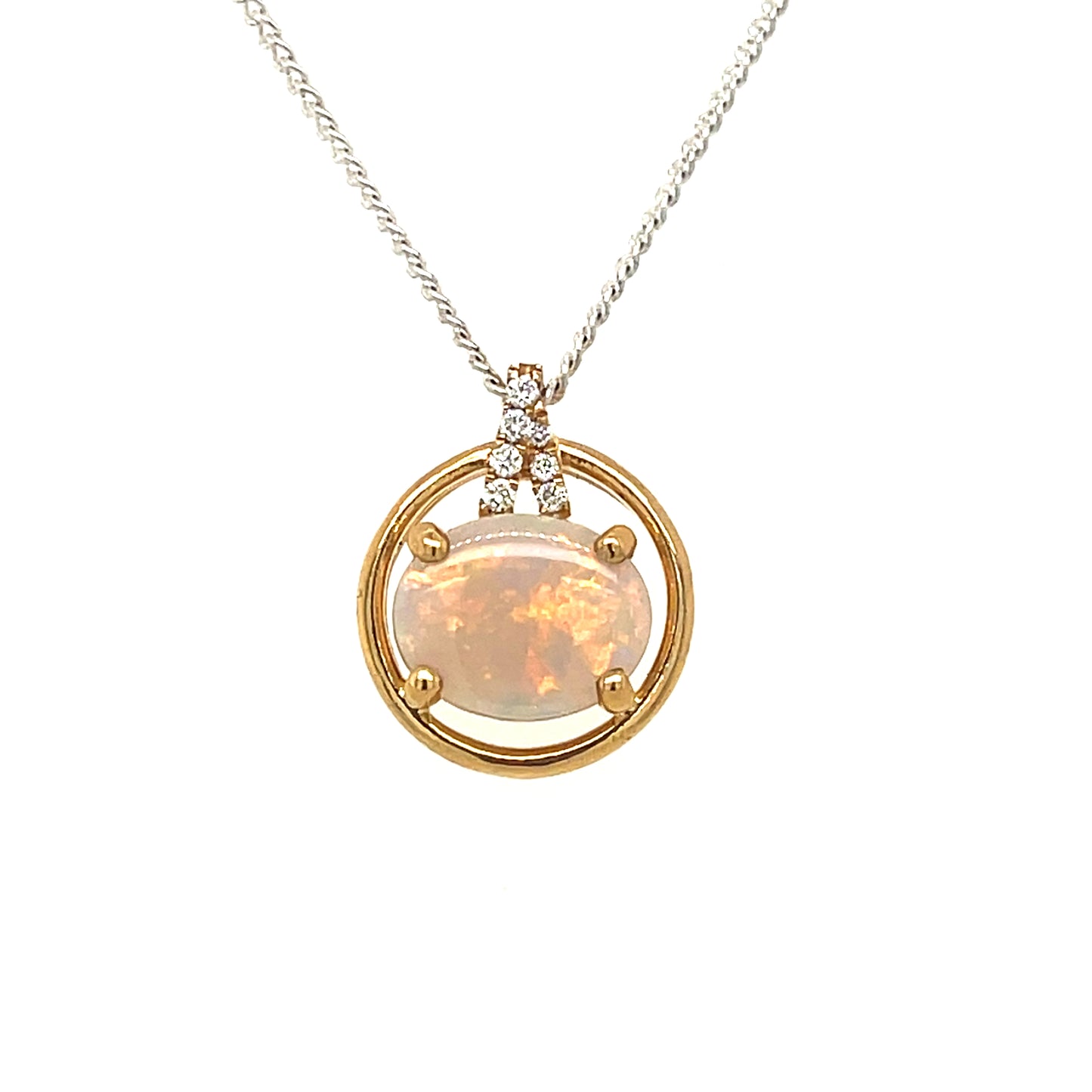 Natural solid Opal & Diamond Pendant