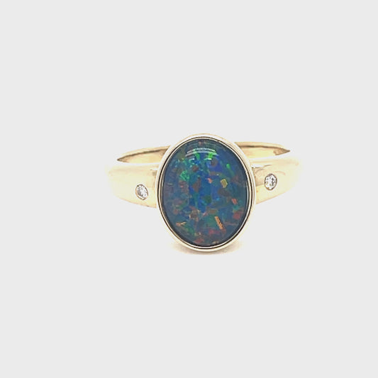 Natural Opal & Diamond Ring