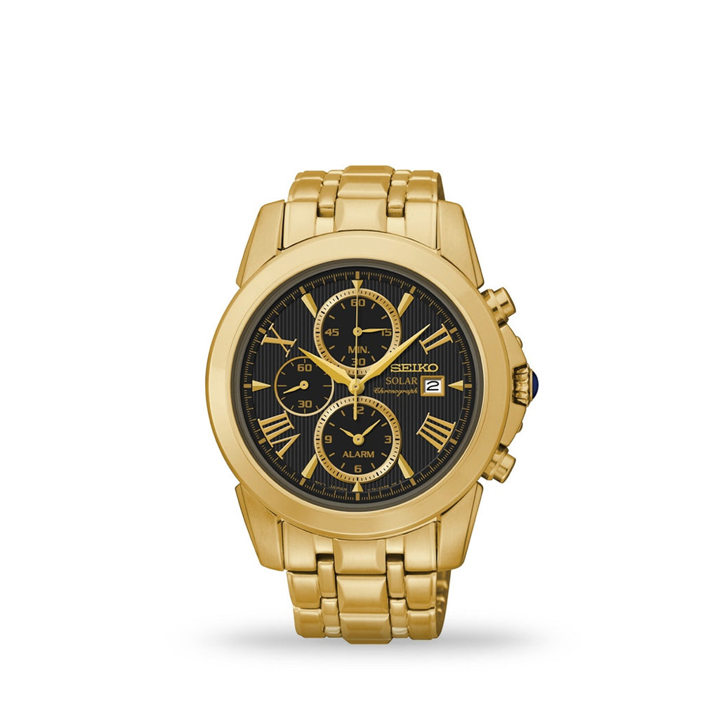 Seiko Le Grand Sport Men's Gold PVD Solar Chronograph Watch