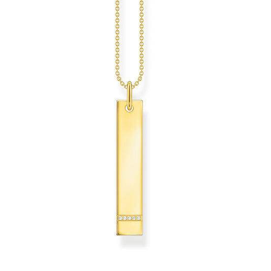 Necklace Tag with White Stones Gold